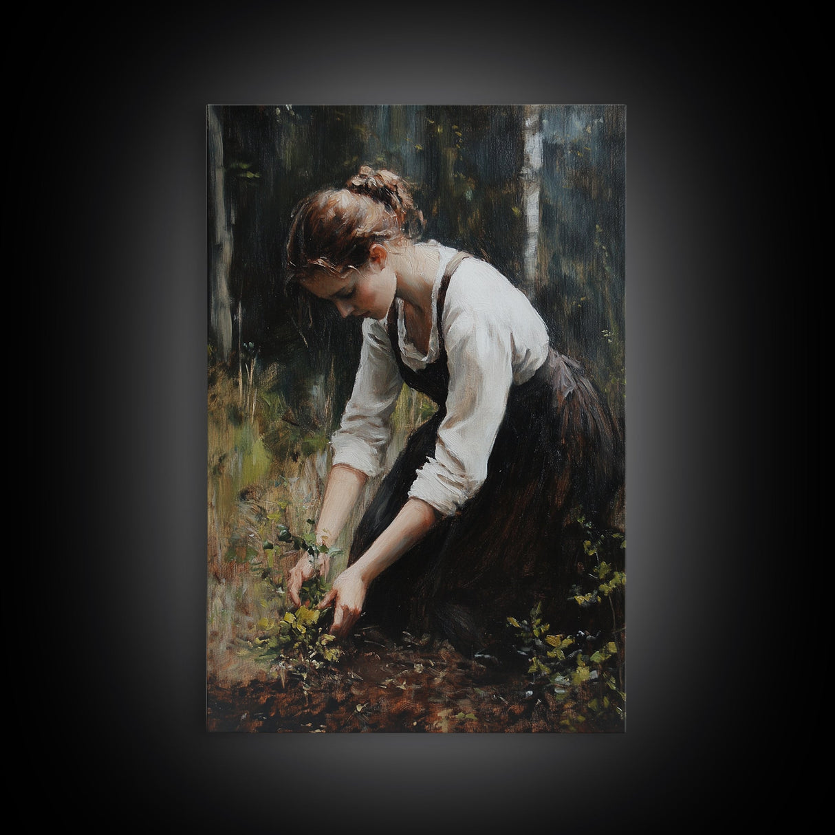 The Woman in The Garden Painting Print, Coquette Style Wall Art, Vintage Garden Print, Canvas Print, Canvas Wall Art, Abstract Whimsical Wall Art