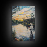 Fly Fishing Wall Art - Framed Canvas Print - Fly Fishing Painting, Fly Fishing Art, Gift Idea for Fisher, Fishing Gift Idea