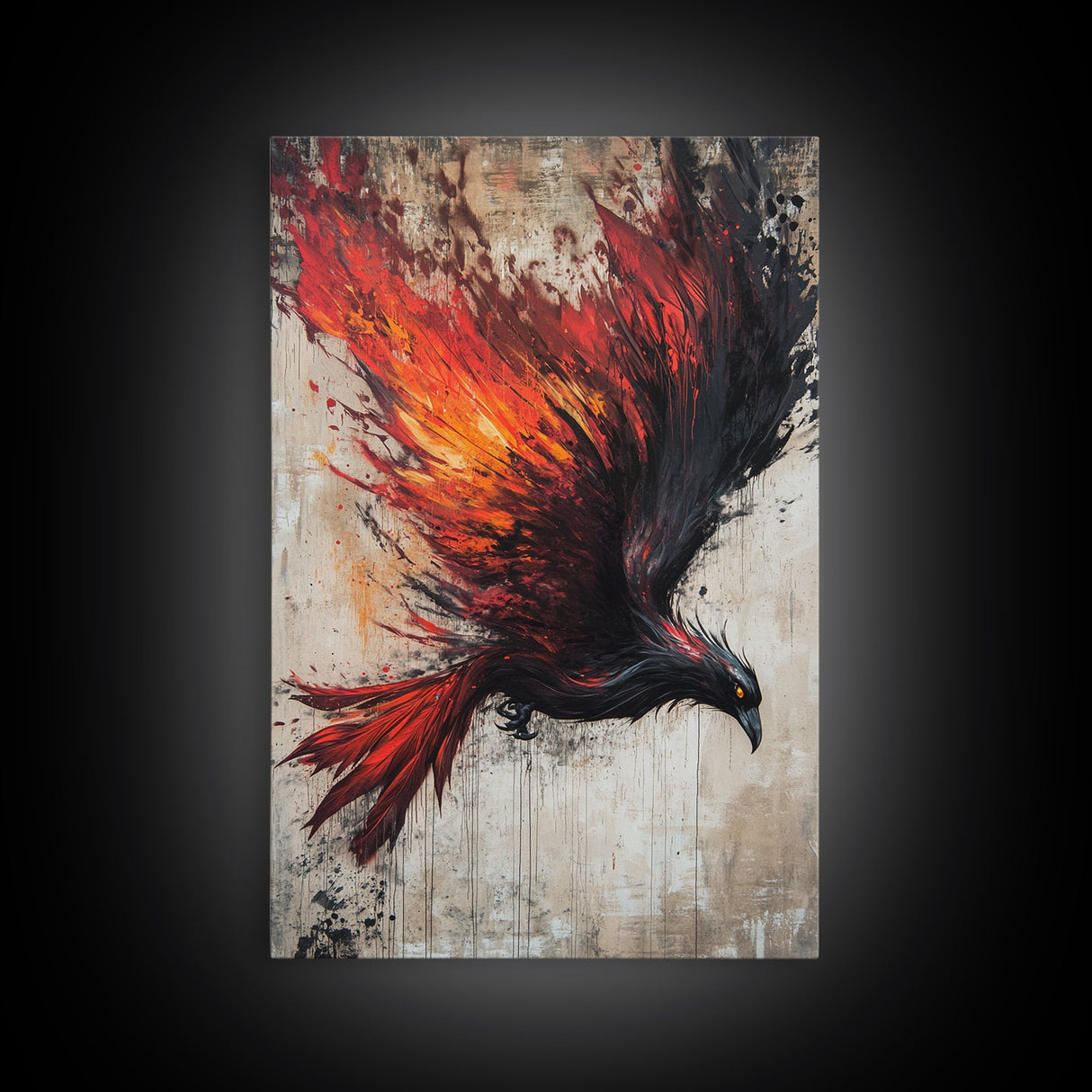 Graffiti Phoenix Canvas Print, Phoenix Painting, Grunge Punk Art, Office Decor, Man Cave Wall Art, Office Decor For Men, Gift For Him
