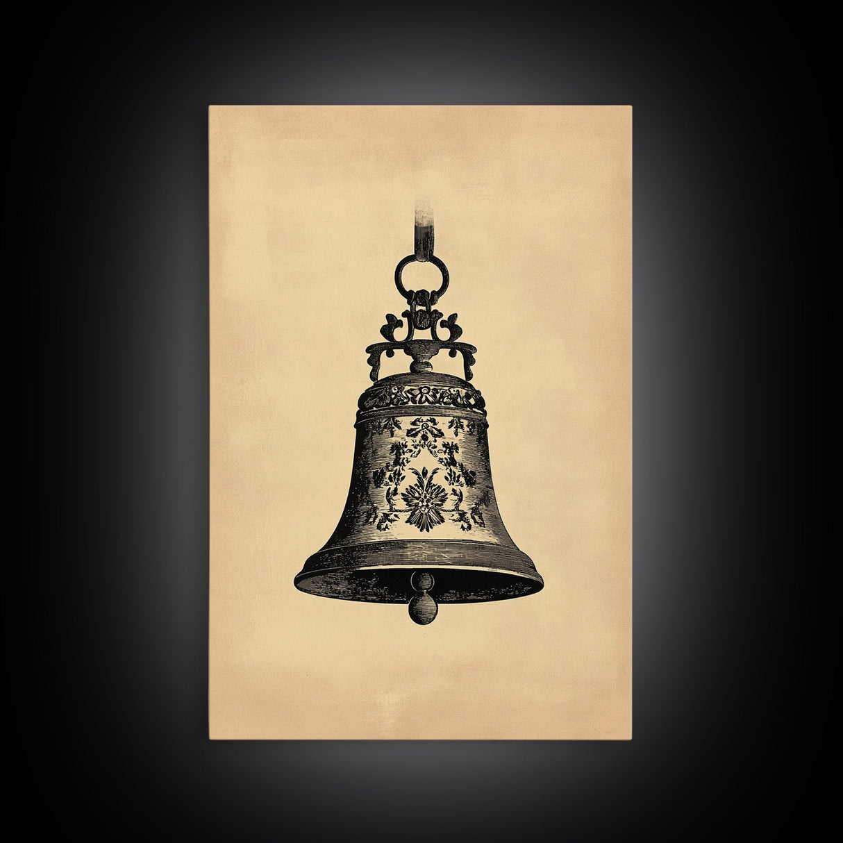 Christmas Bell Painting Print - Wood Framed Wall Art - Christmas Decor - Boho Christmas - Minimalist Christmas