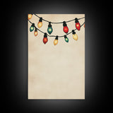 Drawing of Retro Christmas Lights Canvas Print - Framed Canvas - Minimalist Christmas Art - Boho Christmas Art - Rustic Christmas Art
