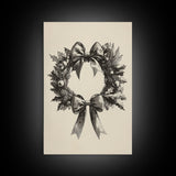 Sketch of a Christmas Wreath Canvas Print - Framed Canvas - Minimalist Christmas Art - Boho Christmas Art - Rustic Christmas Art