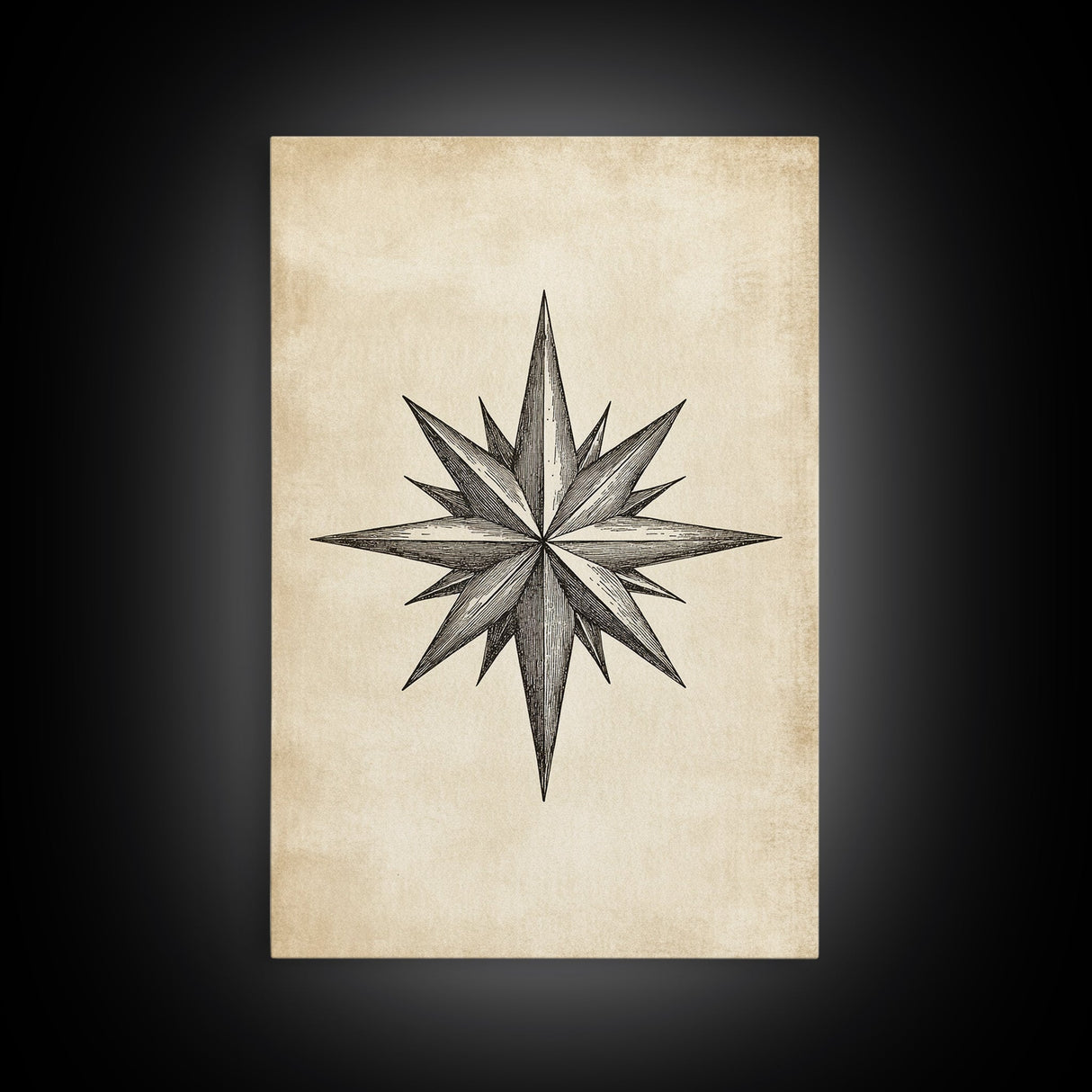 Sketch Of The North Star Canvas Print - Framed Canvas - Minimalist Christmas Art - Boho Christmas Art - Rustic Christmas Art