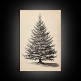 Sketch of a Christmas Tree Canvas Print - Framed Canvas - Minimalist Christmas Art - Boho Christmas Art - Rustic Christmas Art