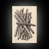 Retro Cinnamon Sticks Canvas Print - Framed Canvas - Minimalist Christmas Art - Boho Christmas Art - Rustic Christmas Art