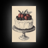 Kitchen Wall Art, Cake Painting Still Life Framed Canvas Print, Dining Room Wall Artt