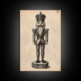 Retro Nutcracker Canvas Print - Framed Canvas - Minimalist Christmas Art - Boho Christmas Art - Rustic Christmas Art
