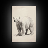 Polar Bear Canvas Print - Framed Canvas - Minimalist Christmas Art - Boho Christmas Art - Rustic Christmas Art
