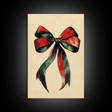 Christmas Bow Canvas Print - Framed Canvas - Minimalist Christmas Art - Boho Christmas Art - Rustic Christmas Art
