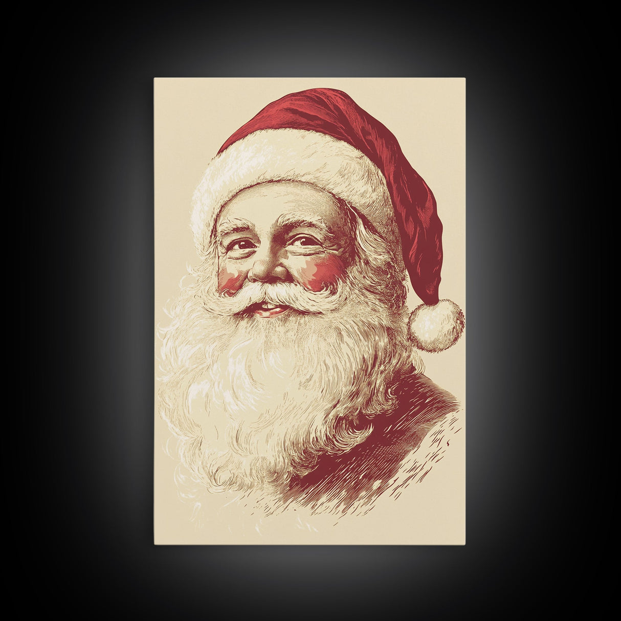 Sainta Clause Painting Canvas Print - Framed Canvas - Minimalist Christmas Art - Boho Christmas Art - Rustic Christmas Art