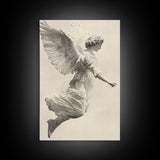 Christmas Angel Canvas Print - Framed Canvas - Minimalist Christmas Art - Boho Christmas Art - Rustic Christmas Art