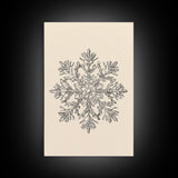 Sketch of a Snowflake Canvas Print - Framed Canvas - Minimalist Christmas Art - Boho Christmas Art - Rustic Christmas Art