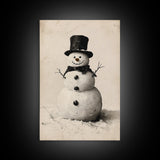 Christmas Snowman Sketch Canvas Print - Framed Canvas - Minimalist Christmas Art - Boho Christmas Art - Rustic Christmas Art