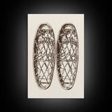 Vintage Snow Shoes Canvas Print - Framed Canvas - Minimalist Christmas Art - Boho Christmas Art - Rustic Christmas Art