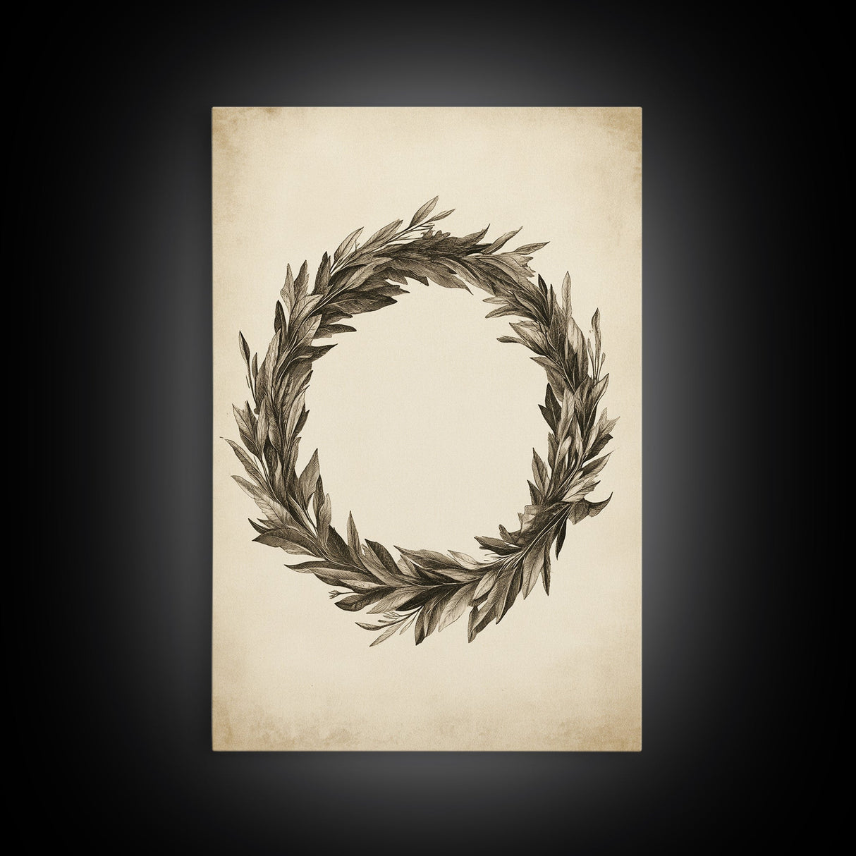 Vintage Wreath Canvas Print - Framed Canvas - Minimalist Christmas Art - Boho Christmas Art - Rustic Christmas Art