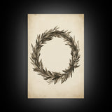Vintage Wreath Canvas Print - Framed Canvas - Minimalist Christmas Art - Boho Christmas Art - Rustic Christmas Art