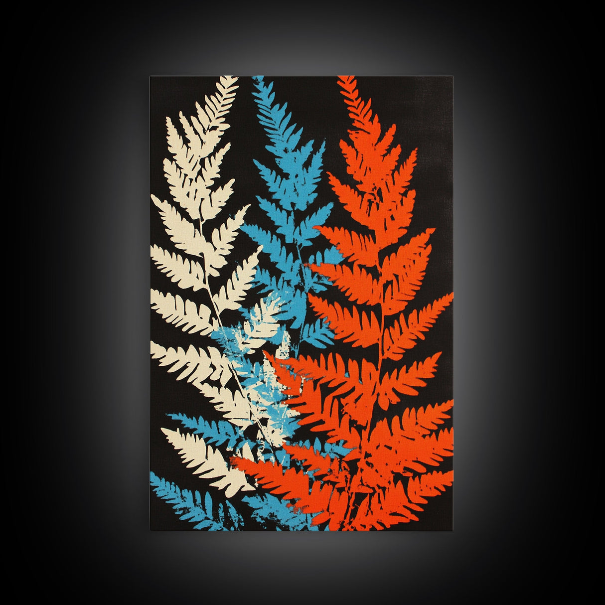 Fern Leaves Abstract Art Print, Retro MCM Style Home Decor, Mid Cenury Modern Abstract Wall Art, Fern Leaves Painting