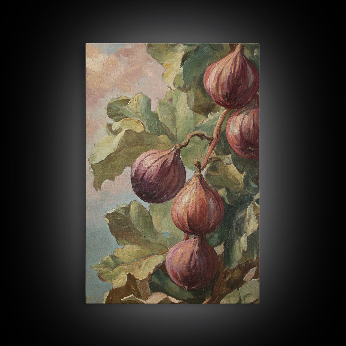 Figs On The Vine Framed Canvas Print - Kitchen Wall Art - Figs Painting