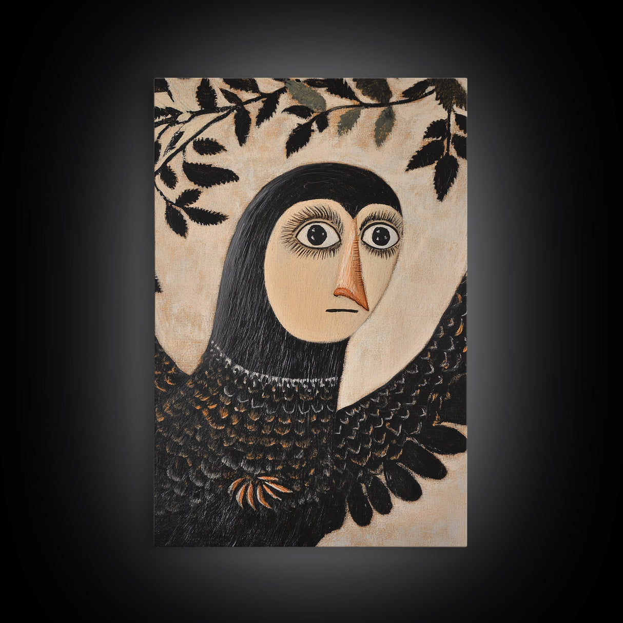 19th Century Folk Art Painting Print of a Harpy, Harpy Painting Print, Vertical Wall Art, Russian Folk Art