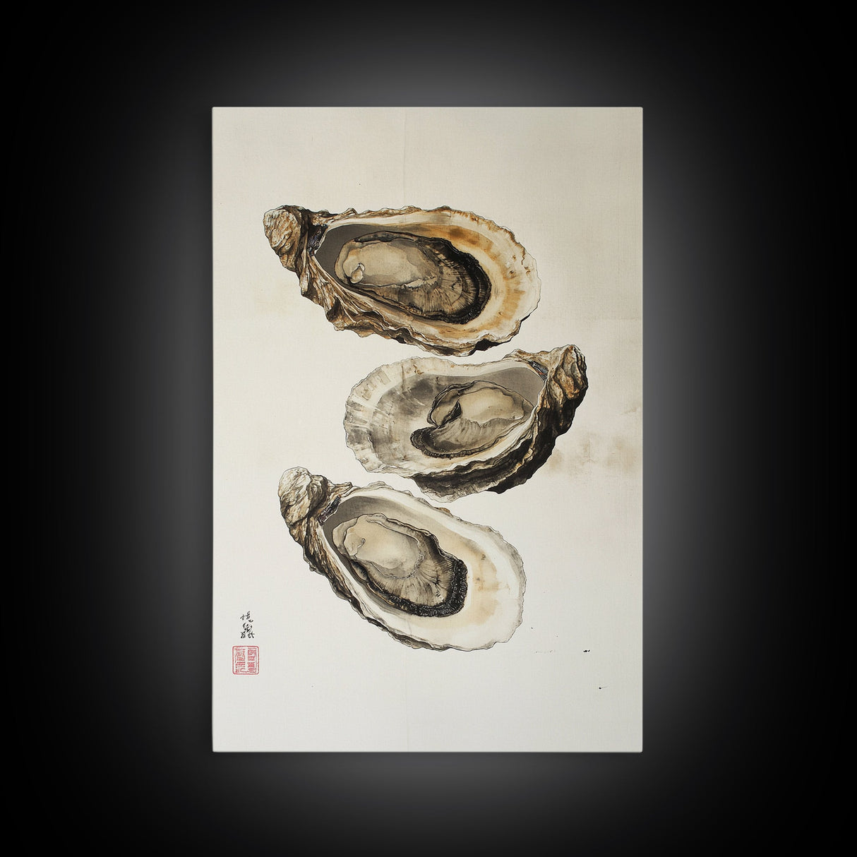Wabi Sabi Oyster Pearl Watercolor Painting Print, Coastal Art, Gift For Her Or Him, Japanese style Artwork, Oyster Shell Painting, Oyster Art