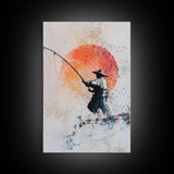 Fisherman Gift Idea, Fisherman Painting Print, Retro Wabi Sabi Fisherman Painting, Gift For Fisher, Fishing Gift, Gift For Dad
