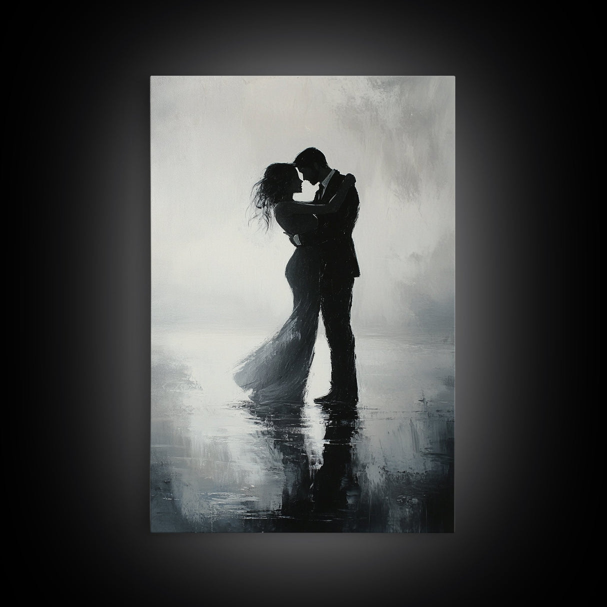 Oil Painting Print Of a Couple Dancing, Wood Framed Wall Art, Wedding Gift Idea, Wedding Decoration, Couple Dancing Art, Couple Painting