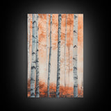 Original Birch Tree Forest Painting Print, Birch Tree Canvas Textured Wall Art Statement Living Room Wall Art Decor Designer Art Custom Art