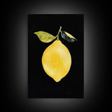 Lemon Oil Painting Print, Vintage Still Life of a Lemon, Antique Fruit Art Print, Still Life Wall Art, Lemon Painting, Framed Canvas Print
