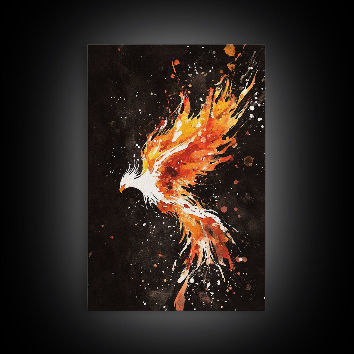 Graffiti Punk Art, Phoenix In Flames, Retribution, Framed Canvas Print, The Phoenix, Framed Wall Art, Original Painting Phoenix