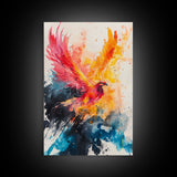 Watercolor Painting Print of a Phoenix In Flames, Retribution, Framed Canvas Print, The Phoenix, Framed Wall Art, Original Painting Phoenix