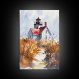 Maine Wall Art, Canvas Print, Ready To Hang Wall Art With Wood Frame, Maine Watercolor Painting, Nautical Home Decor