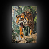 Retro Tiger Painting Canvas Print, Animal Print, Wall Art Home Decor, Tiger Wall Art