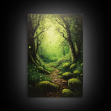 Forest At Dusk Painting Print, Spooky Art, Fantasy Art, Nature Landscape Painting Canvas Print, Landscape Decor, large wall art