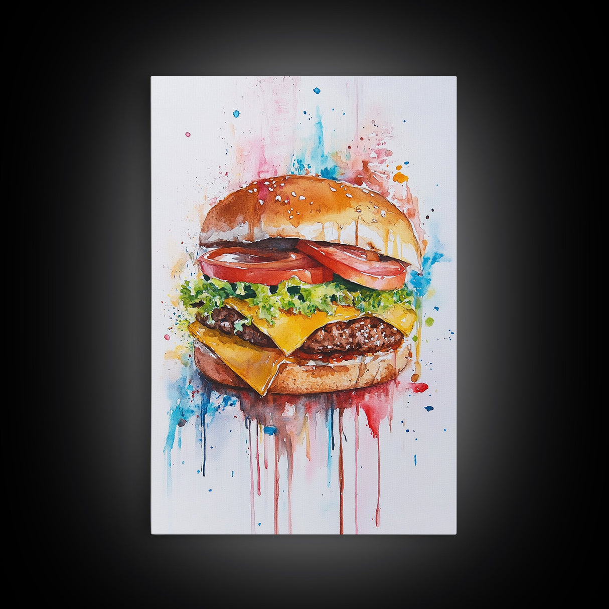Hamburger Painting Print, Kitchen Decor, Restaurant Decor, Dining Room Art, Restaurant Wall Art, Diner Wall Art, Restaurant Owner Gift Idea