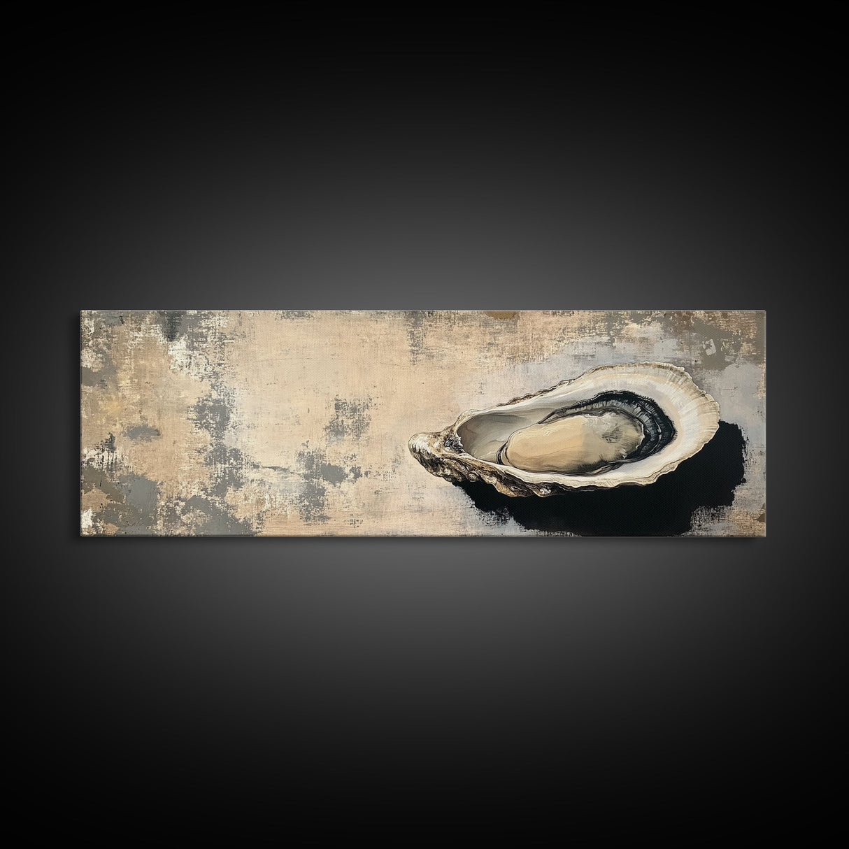 Wabi Sabi Kitchen Wall Decor, Oyster Shell Painting Print, Canvas Print, Oyster Wall Art, Boho Kitchen Decor, Dining Room Wall Art, Kitchen Decor