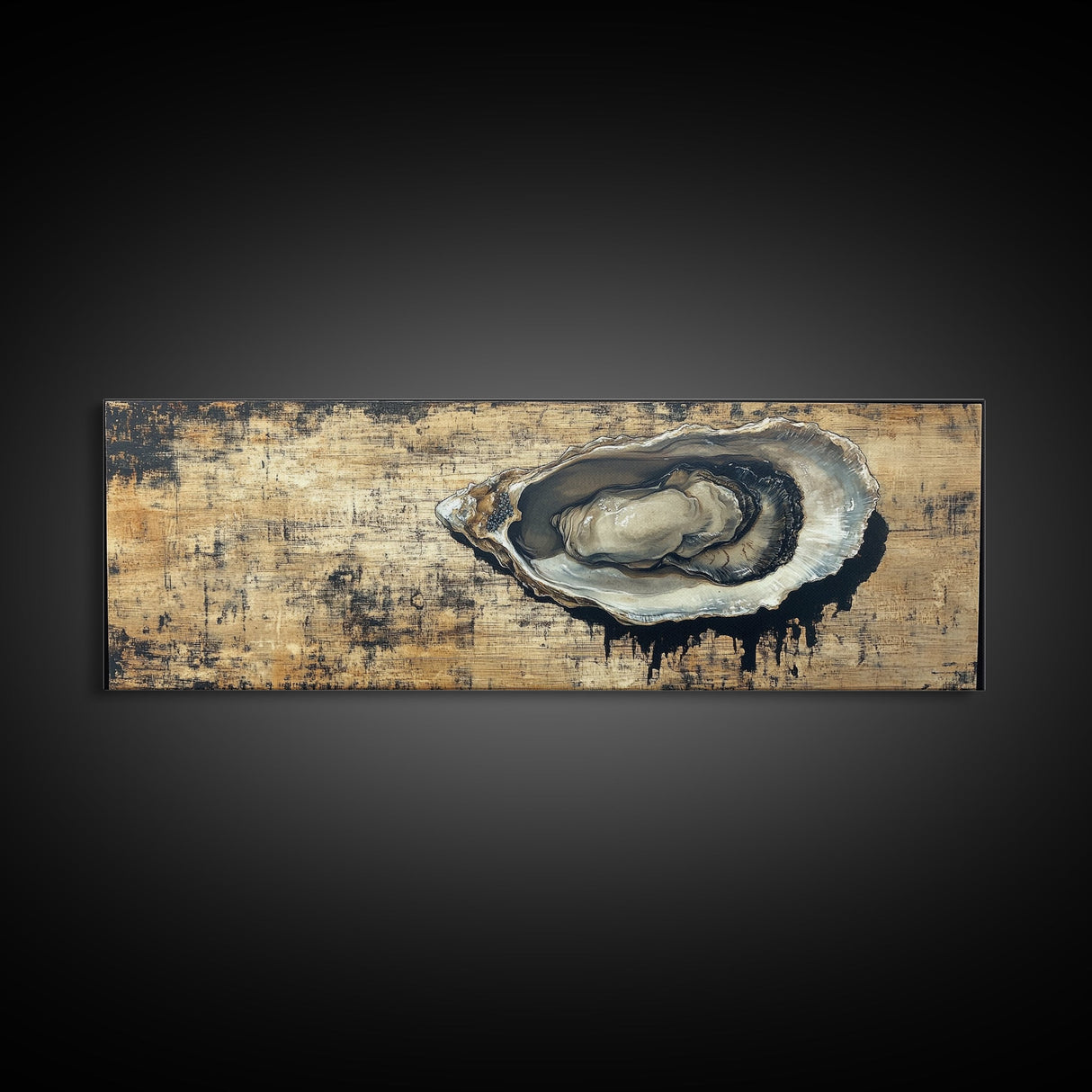 Extra Wide Panoramic Print of an Oyster, Wabi Sabi Minimalist Wall Art, Kitchen Home Decor, Kitchen Art, Wall Art for Dining Room