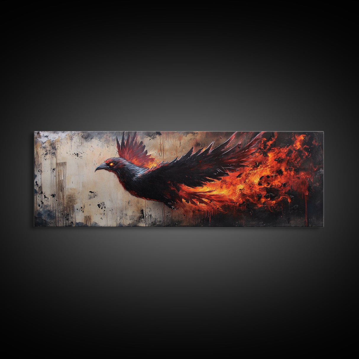 Panoramic Phoenix Painting Print, Phoenix Wall Art, Framed Canvas Art, Phoenix Painting, Phoenix Decor, Rebirth, Trendy Wall Art