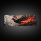 Panoramic Phoenix Painting Print, Phoenix Wall Art, Framed Canvas Art, Phoenix Painting, Phoenix Decor, Rebirth, Trendy Wall Art
