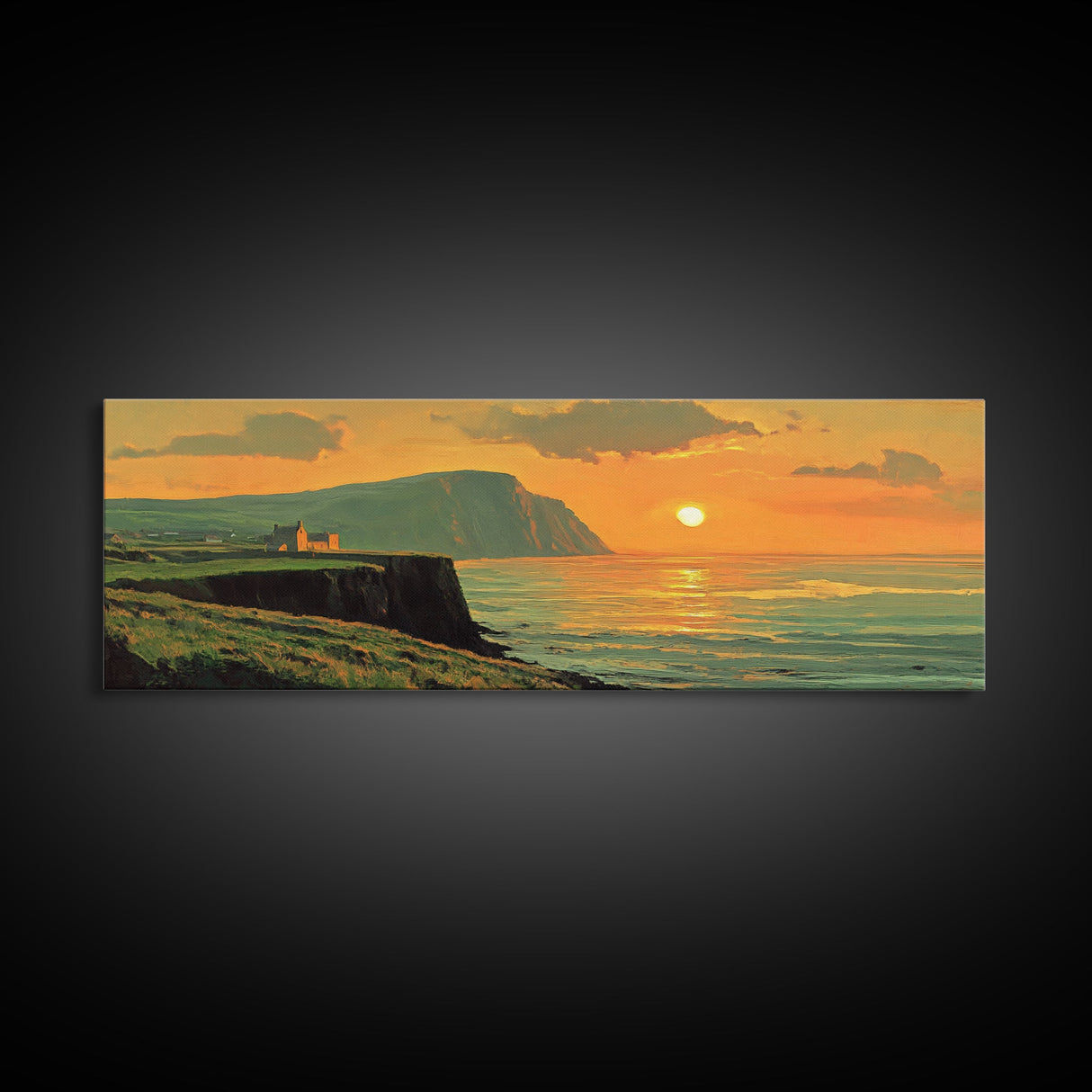 Ireland Painting Print Cliffs of Moher, Framed Canvas Print, Wood Framed Wall Art, Ireland Painting, Ireland Decor, Art of Ireland