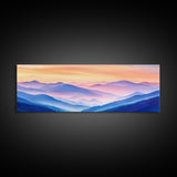 Smoky Mountain Landscape Canvas Print, Blue Ridge Mountains Painting, Panoramic Wall Art, Mountain Cabin Wall Art Home Decor