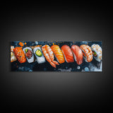 Wabi Sabi Sushing Painting Print, Panoramic Wall Art, Kitchen Decor, Restaurant Wall Art, Restaurant Decor, Sushi Art, Food Painting