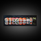 Panoramic Extra Wide Kitchen Wall Art, Sushi Painting Tuna Roll Painting, Modern Art for Kitchen, Kitchen Painting, Dining Room Decor
