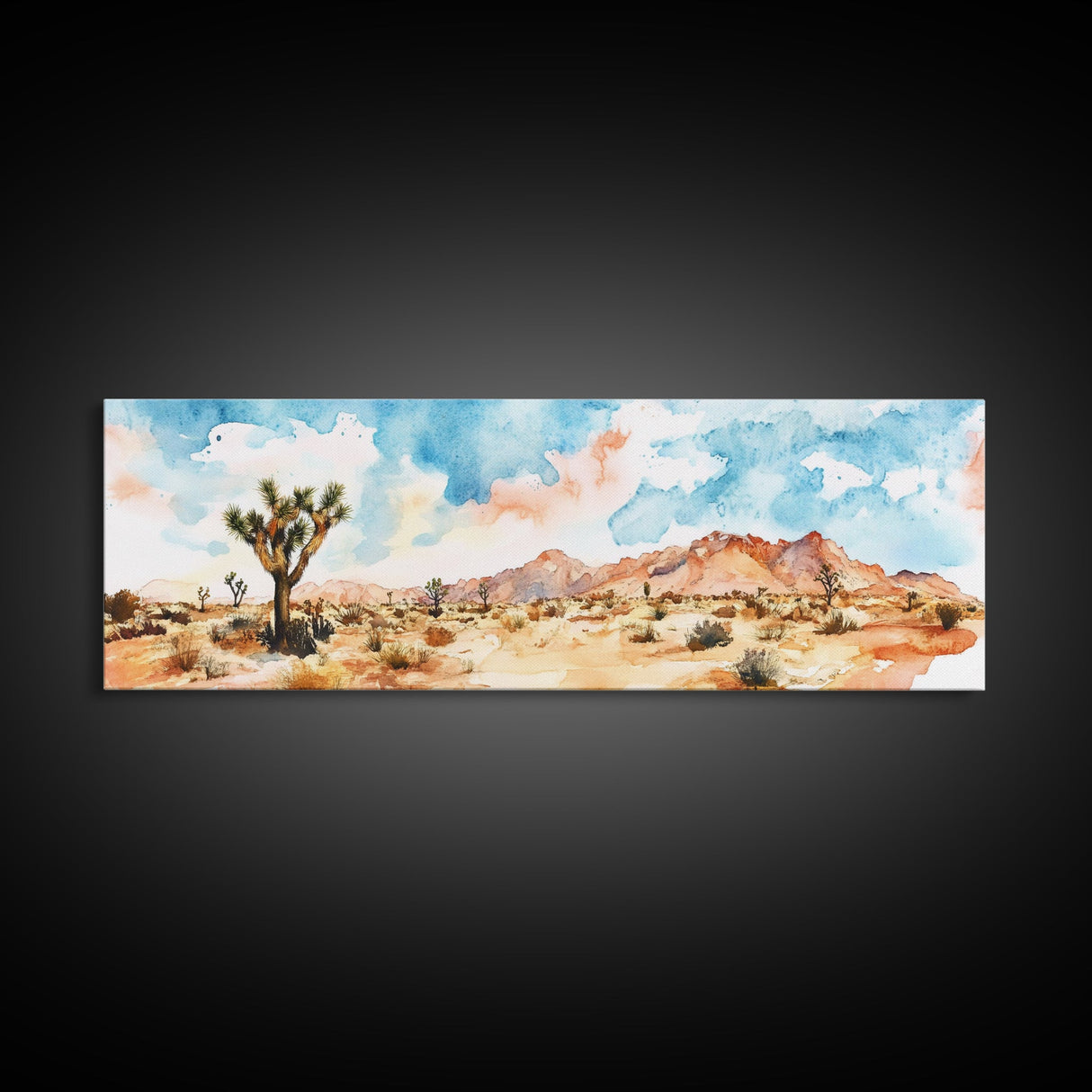Desert Landscape Painting Print, Pueblo Style Home Decor, Southwestern Farmhouse Painting of Joshua Tree California, Minimalist Decor