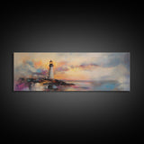 Lighthouse Painting Canvas Print, Lighthouse Art, Lighthouse Print, Lighthouse Gifts, Lighthouse Prints, Panoramic Art, Nautical Decor