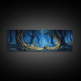 Tunnel of Trees Through a Fantasy Forest, Framed Canvas Print, Fantasy Wall Art, Mythical Fantasy Art, Autumn Fantasy Art, Surreal Fantasy Art