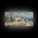 Whimsical Modern Art, Framed Canvas Print, Oil Painting of a Chalet, Kitsch Home Decor, Original Oil Painting, Victorian Painting