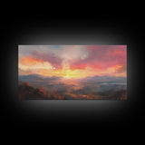 Sunset Over The Blue Ridge Mountains, Oil Painting Print, Framed Canvas Print, Landscapes of America Wall Art, American Landscape Painting