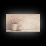 Beautiful Still Life Oil Painting Canvas Print, Boho Wall Art, Kitsch Home Decor, Kitchen Wall Art, Painting of Flower Pots