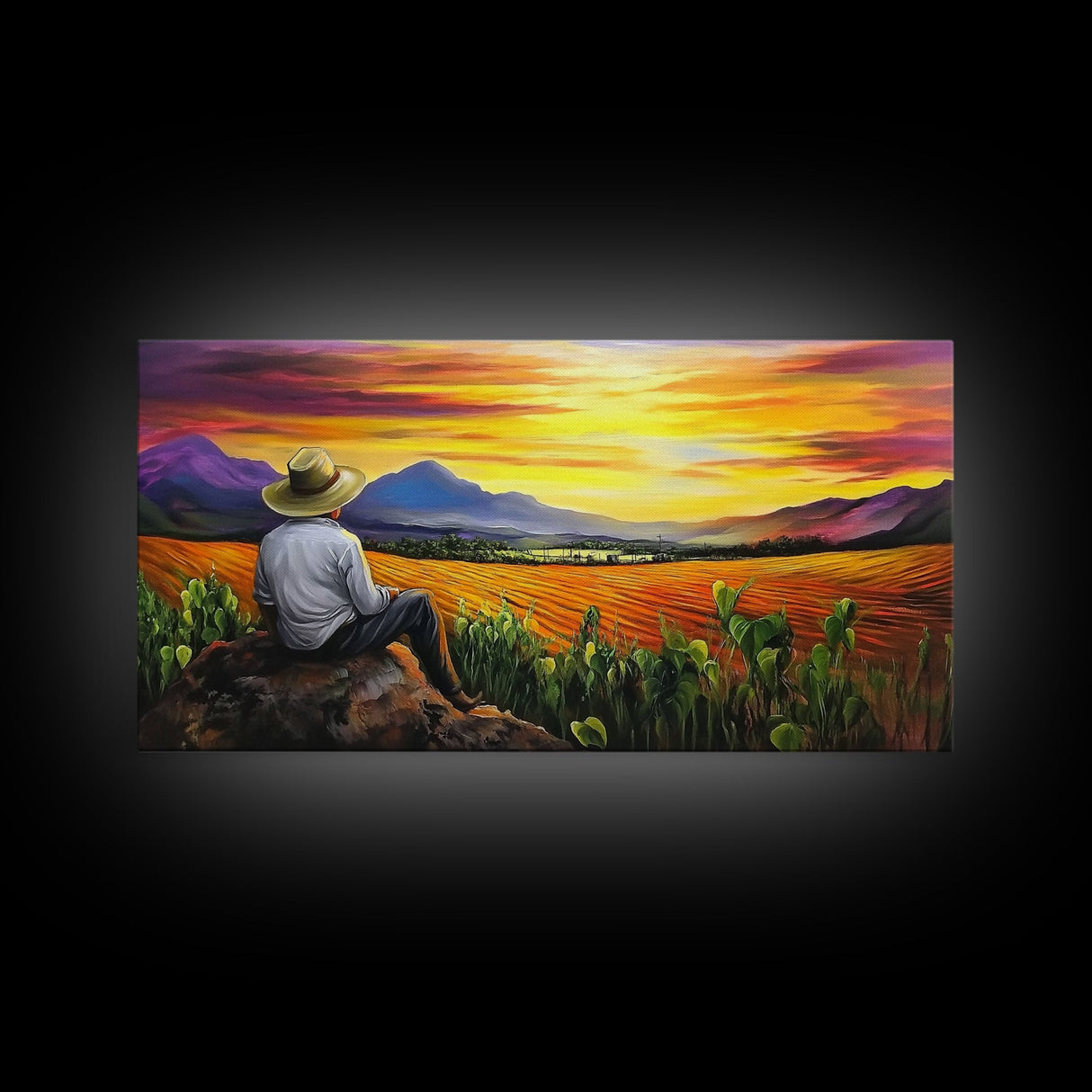 Oil Painting Print of an El Campesino - Mexican American Wall Art - Framed Canvas Print - Mexican Folk Art - Chicano Wall Art - Mexicano Art