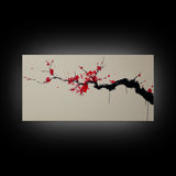 Retro Abstract Wall Art, Framed Canvas Print, Dead Branch Painting on a Black Background, Charcoal Sketch, Charcoal Painting Wall Art